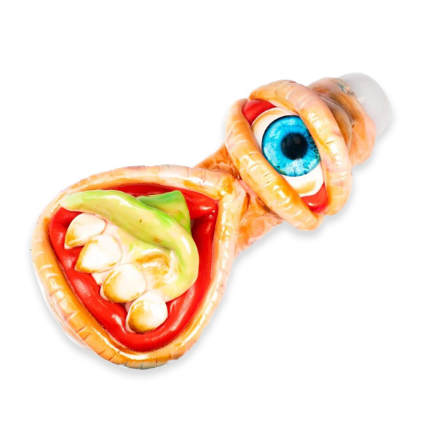 5 inch 3D Cyclops Kiss: Lip Licking Glass Pipe - A Playful Twist for Flavorful Sessions