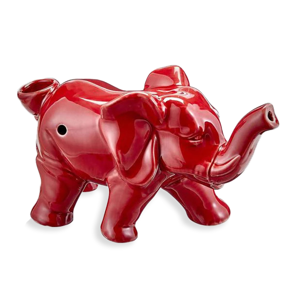 Artisanal Elegance: Handcrafted Red Ceramic Smoke Elephant Pipe