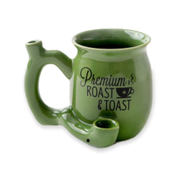 ip and Smoke in Style: Premium Green Roast and Toast Ceramic Mug with Pipe - Ideal for Coffee and Black Tea Lovers!"