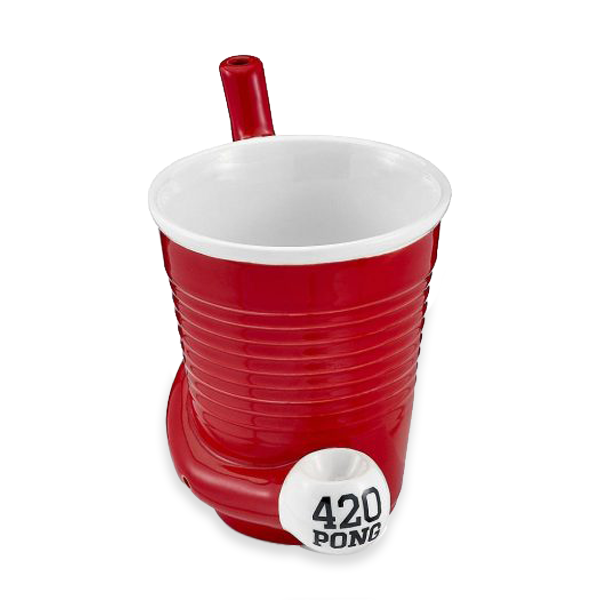 420 Red Cup Beer Pong Pipe Mug - Add a Twist to Your Beer Pong Fun!