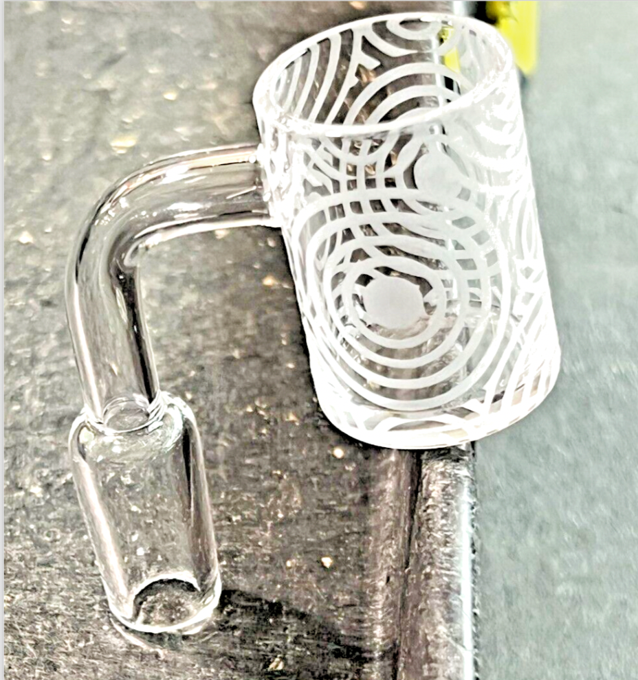 glasslobby.com - 14mm Male Quartz banger with engraved Bowl with XXL Bucket 90 degree Glass