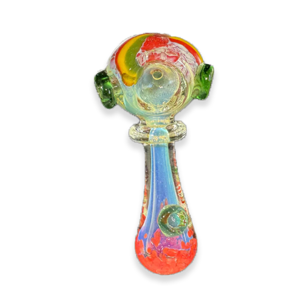 2.5"  Crimson Spectrum: Red Rainbow Glass Pipe - A Bold Splash of Color for Your Smoking Pleasure