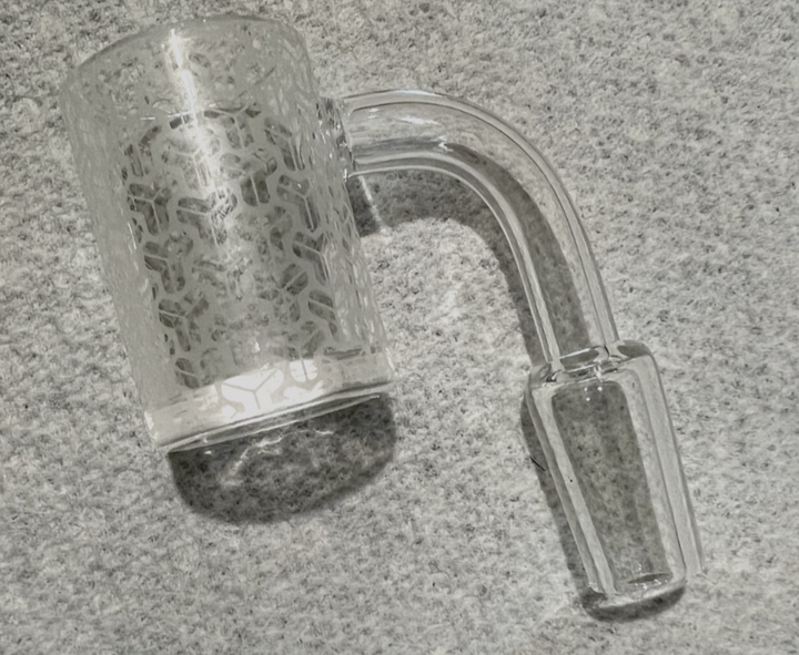 glasslobby.com -  14mm Male Quartz Banger with engraved Bowl and XXL Bucket 90 degree Glass 14mm male banger