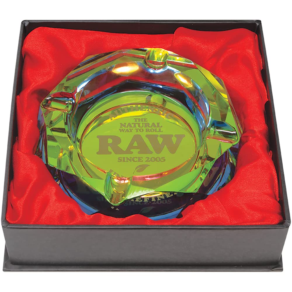 Raw Rainbow Round Glass Ashtray Round