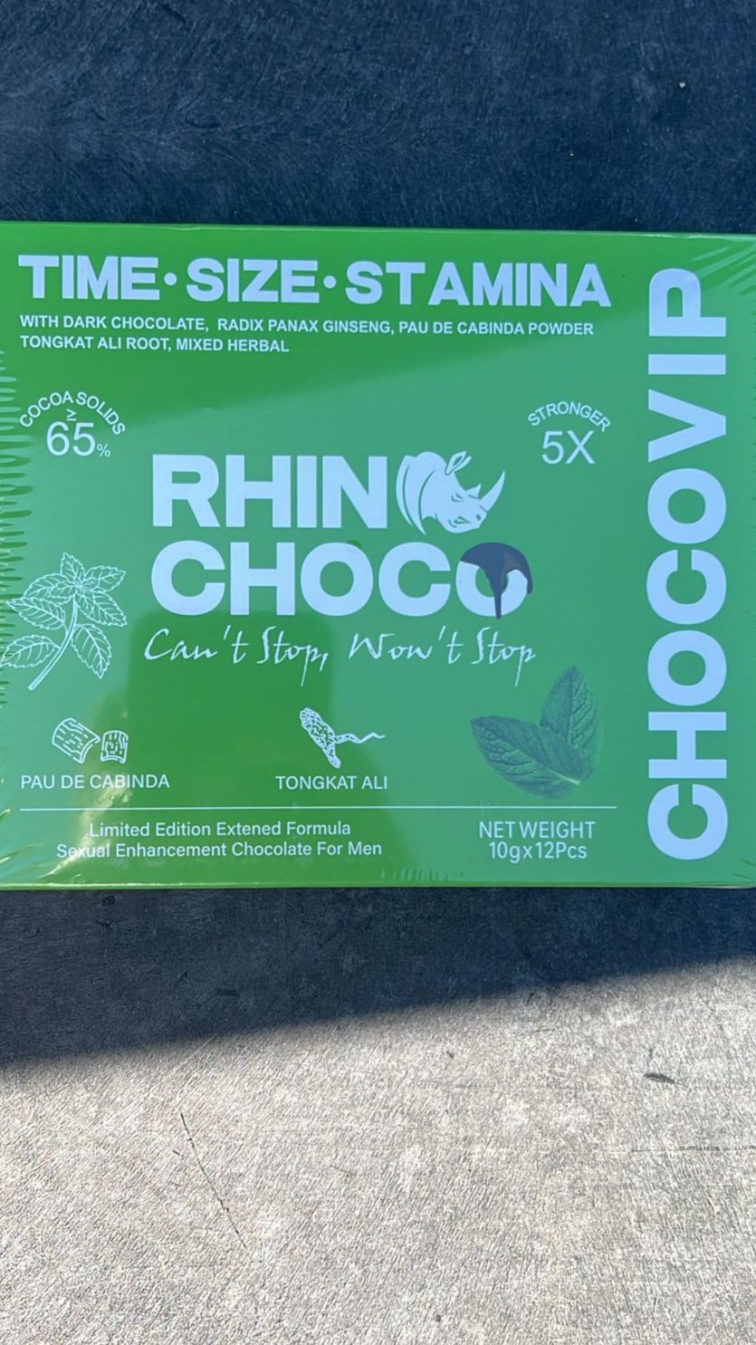 VIP RHINO ChOCO Mint Flavor  | Elevate Your Performance, Satisfy Every Moment.|Pack of 12