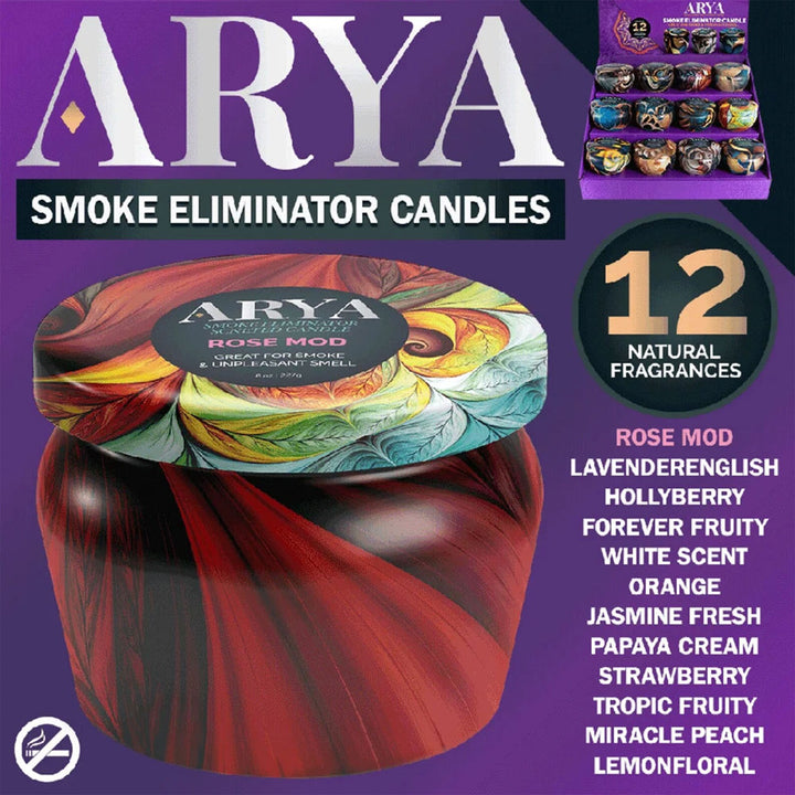 ARYA odor Eliminator candle 12 assorted Natural Fragrances 8 oz